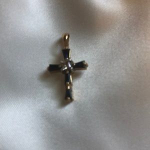 Sapphire and diamond gold cross